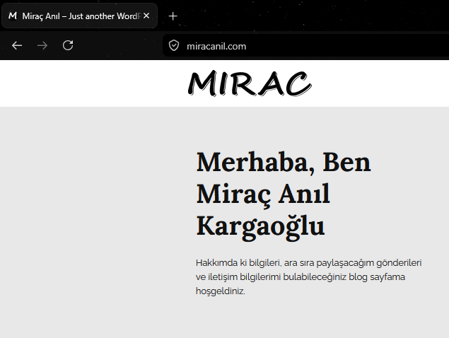 “miracanil.com” adlı web sitemin tanıtımı.